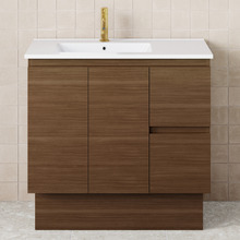 Dolce 900mm Walnut Freestanding Single Vanity with Ceramic Countertop